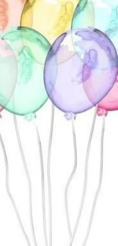 Colorful watercolor balloons mobile wallpaper.