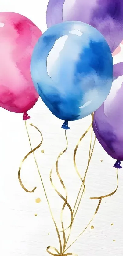 Watercolor balloons mobile wallpaper art.
