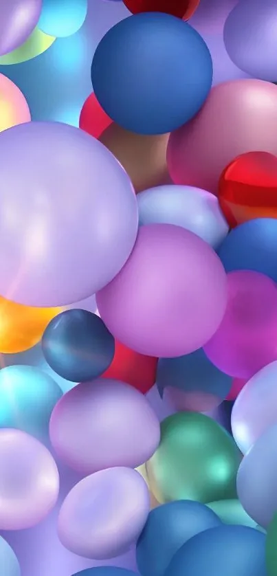 A lively, colorful mobile wallpaper with floating balloons.