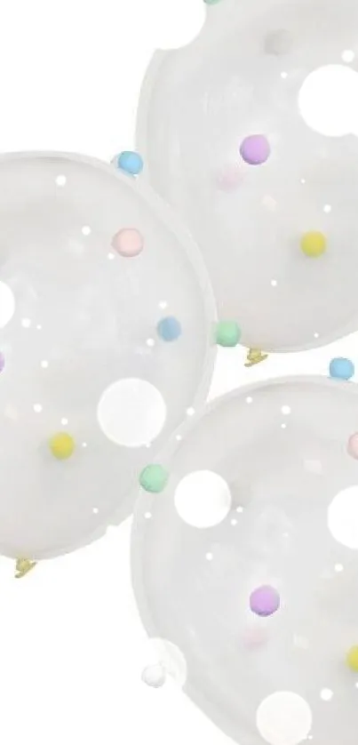 White balloons with colorful dots mobile wallpaper.