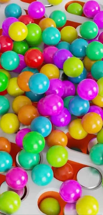 Colorful balls on a grid background.