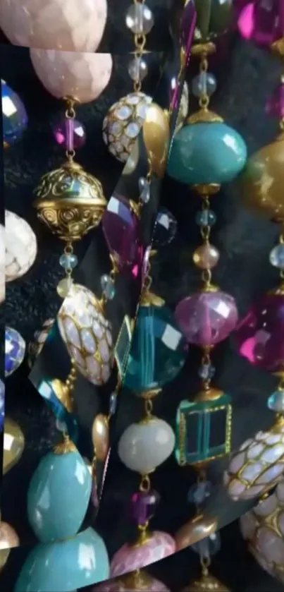 Colorful beads arranged in a vibrant pattern.