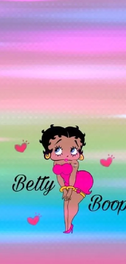 Betty Boop on colorful gradient wallpaper.