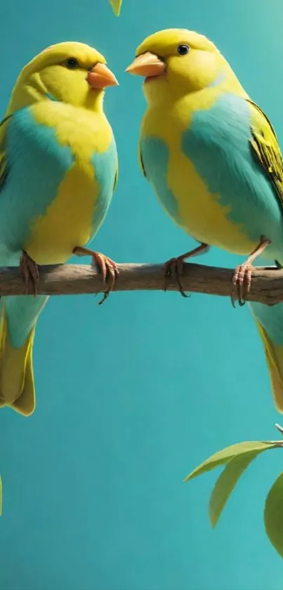 Two colorful birds perched on a branch.