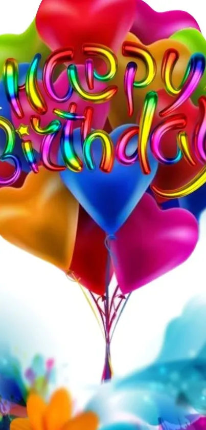 Colorful birthday balloons with 'Happy Birthday' text design.