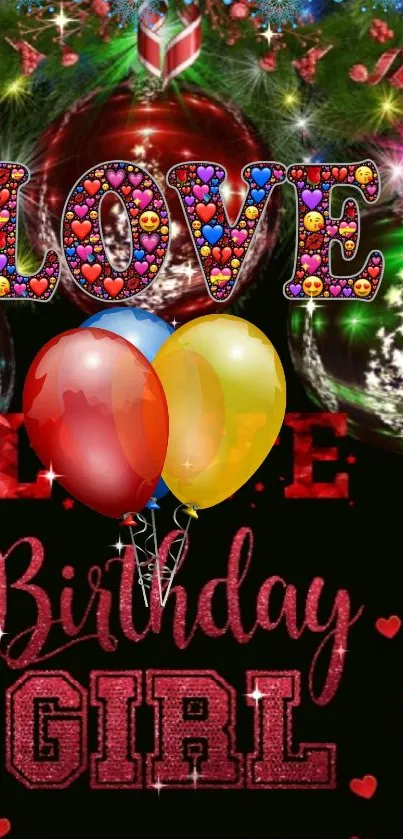 Colorful birthday wallpaper with love, balloons, and festive designs.