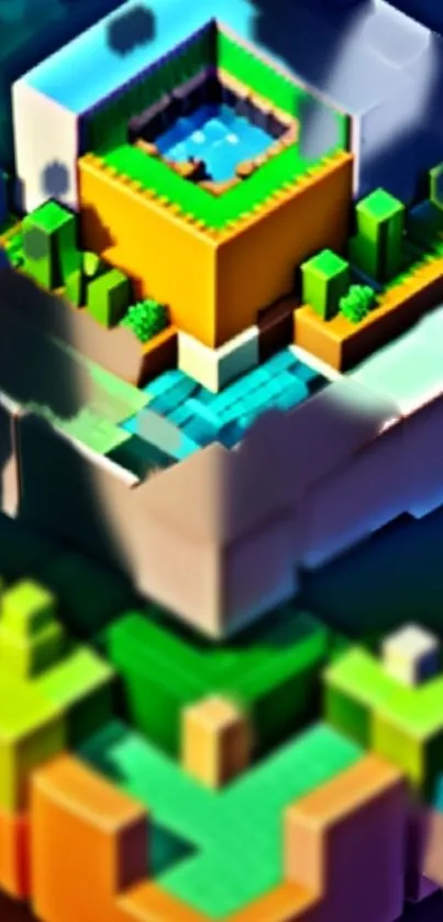 Vivid greenery block design in voxel style.