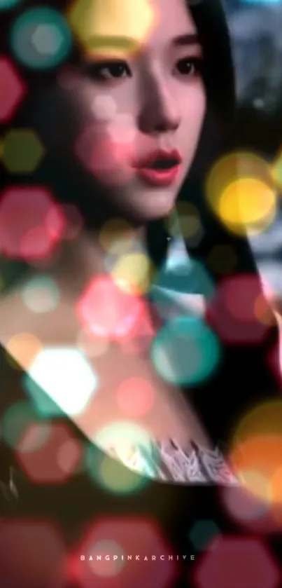 Vibrant bokeh and soft focus portrait mobile wallpaper.