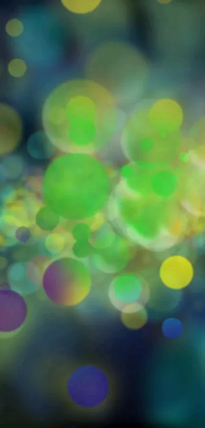 Vibrant bokeh wallpaper with green and yellow circles.