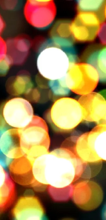 Vibrant bokeh light circles wallpaper with colorful hues.