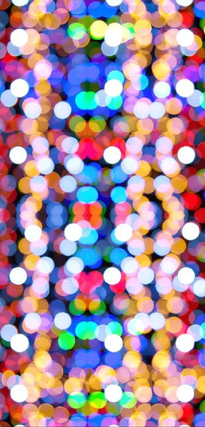 Vibrant bokeh lights creating a colorful mobile phone wallpaper.