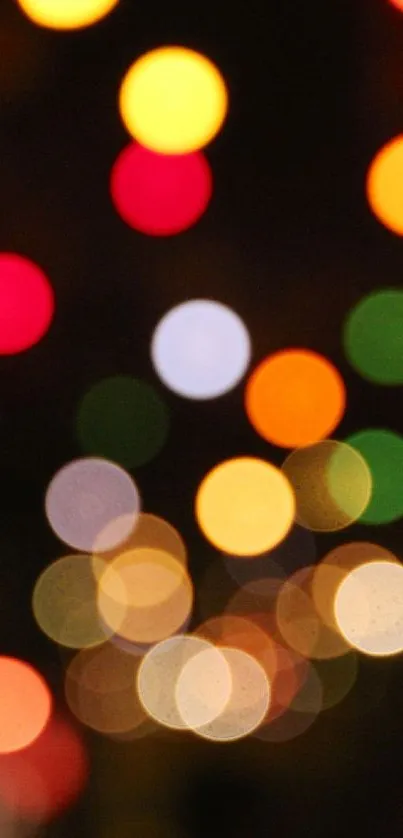 Colorful bokeh lights wallpaper with bright dots on a dark background.