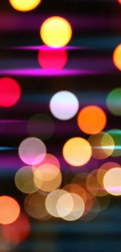 Colorful bokeh wallpaper with multicolored lights on a dark background.