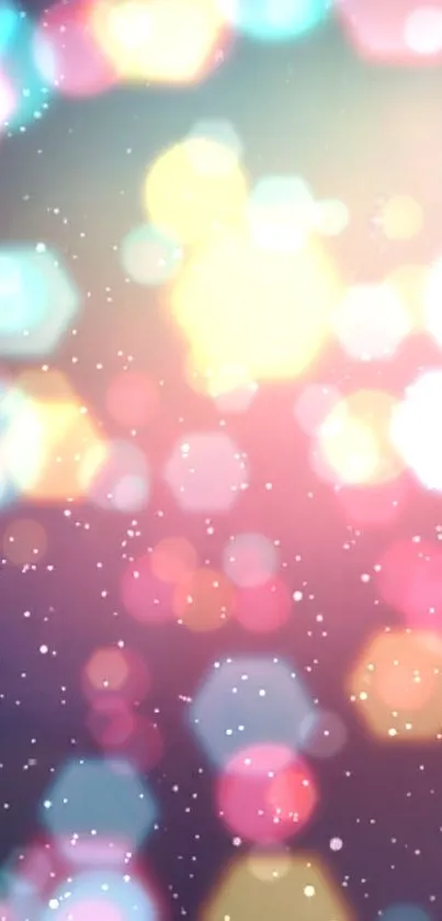 Colorful bokeh wallpaper with pink and yellow light spots.