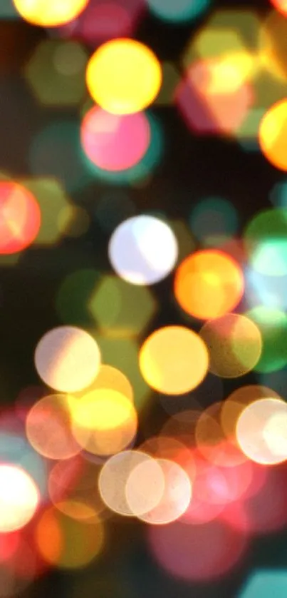 Colorful bokeh lights in an abstract pattern for mobile wallpaper.