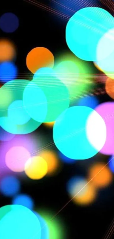 Colorful bokeh circles on a black background wallpaper.