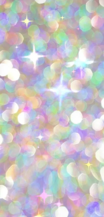 Colorful bokeh sparkle wallpaper with pastel hues and bright effects.