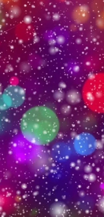 Vibrant colorful bokeh wallpaper with purple, red, and green hues.