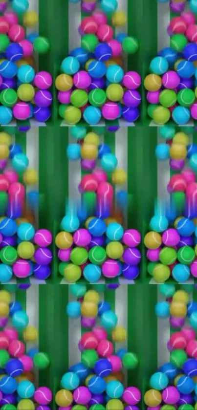 Cascading colorful balls in a lively wallpaper.