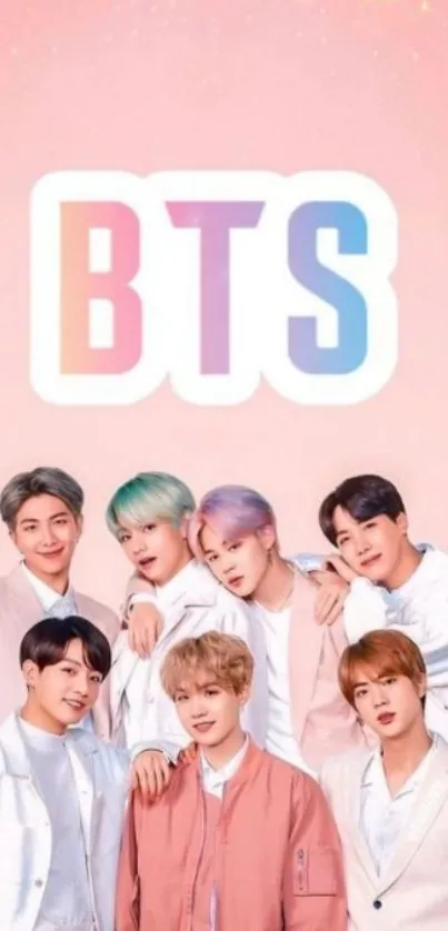 BTS band members in a colorful pastel mobile wallpaper.