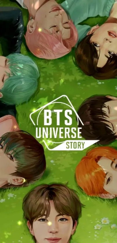 BTS Universe Story mobile wallpaper with vibrant colors and idols.