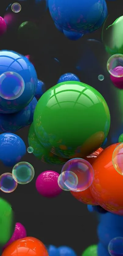 Vibrant abstract wallpaper with colorful floating bubbles.