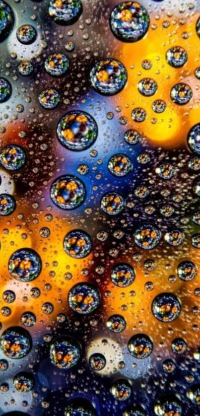 Colorful abstract wallpaper with vibrant water droplets and bubbles.