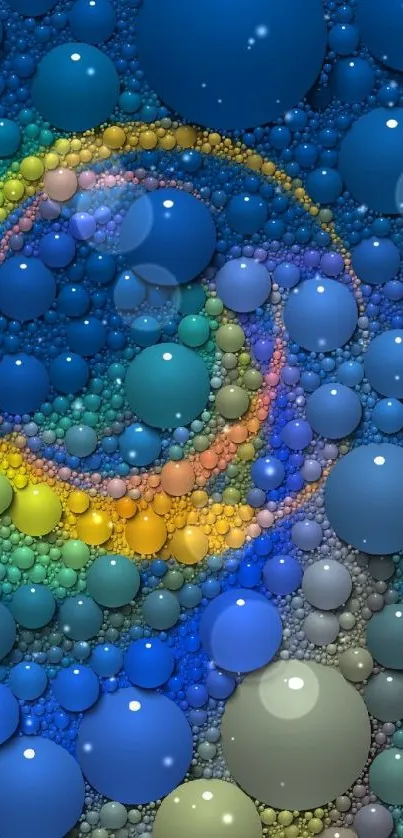 Colorful abstract bubble pattern for mobile wallpaper with blue dominant color.