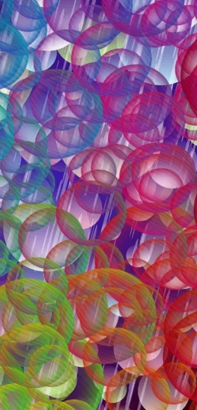 Colorful abstract wallpaper with purple bubbles.