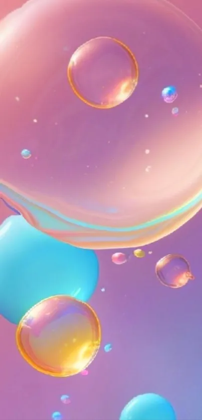 Abstract wallpaper with colorful bubbles on gradient background.