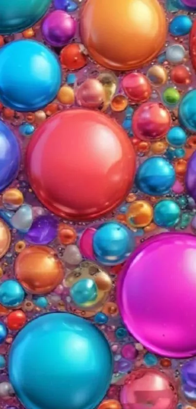 Vibrant, colorful bubble art wallpaper design.