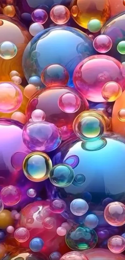 Vibrant bubbles create a colorful, abstract design wallpaper.
