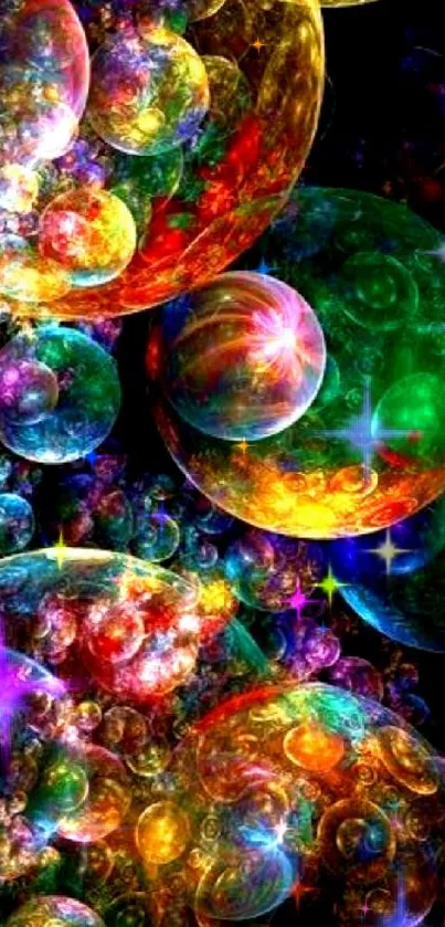 Vibrant colorful bubble art wallpaper for mobile screen.