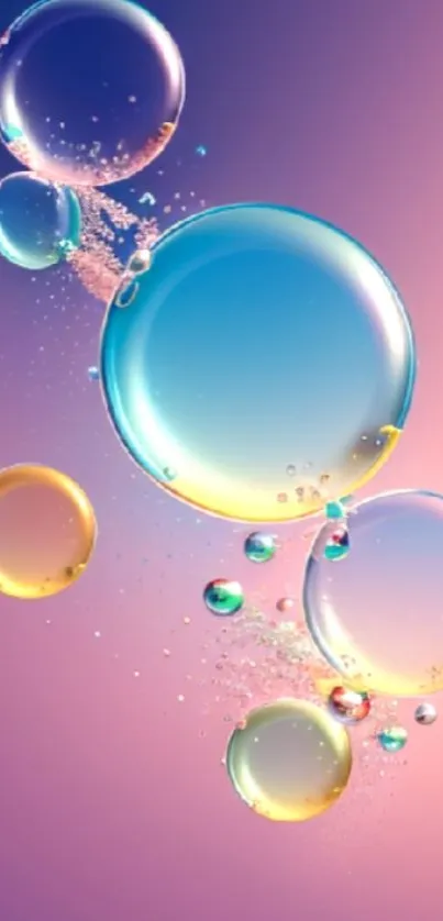 Colorful bubble art with gradient pastel hues on a mobile wallpaper.