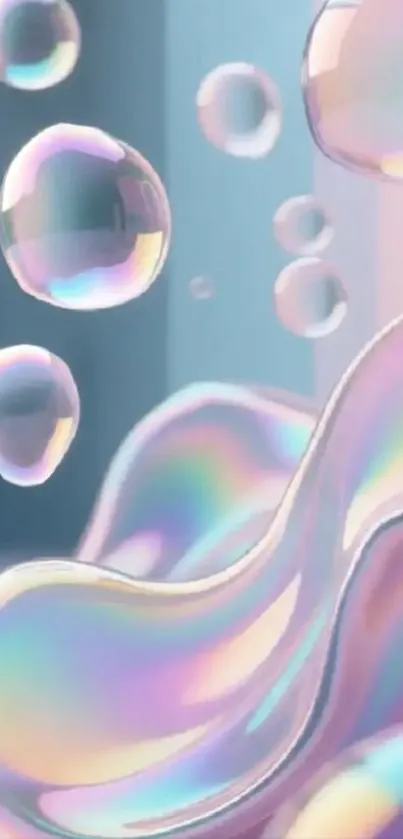 Vibrant mobile wallpaper with colorful bubbles in a surreal dreamscape.