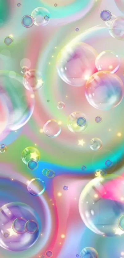 Vibrant pastel bubble wallpaper with swirling colors.