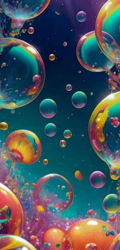 Vibrant abstract bubbles in colorful explosion.
