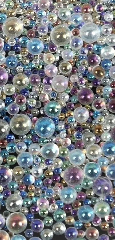 Colorful bubble gem wallpaper with multicolor spheres on a black background.