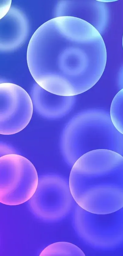 Vibrant bubbles in blue and purple tones for mobile wallpaper.