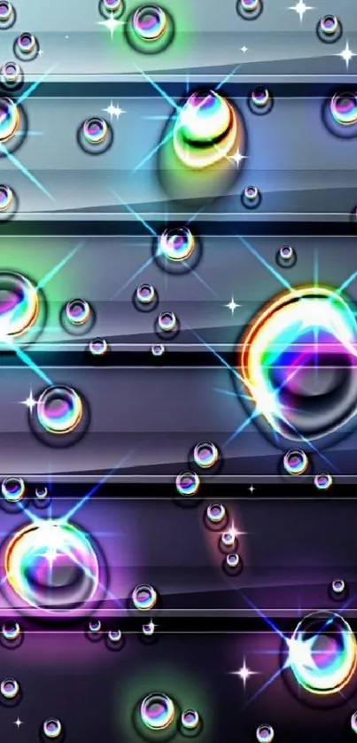 Vibrant mobile wallpaper with colorful reflective bubbles.