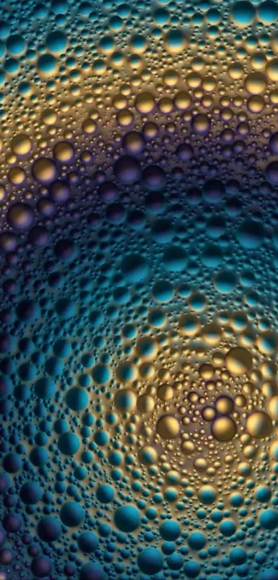 Vibrant abstract bubble wallpaper with blue and gold tones.