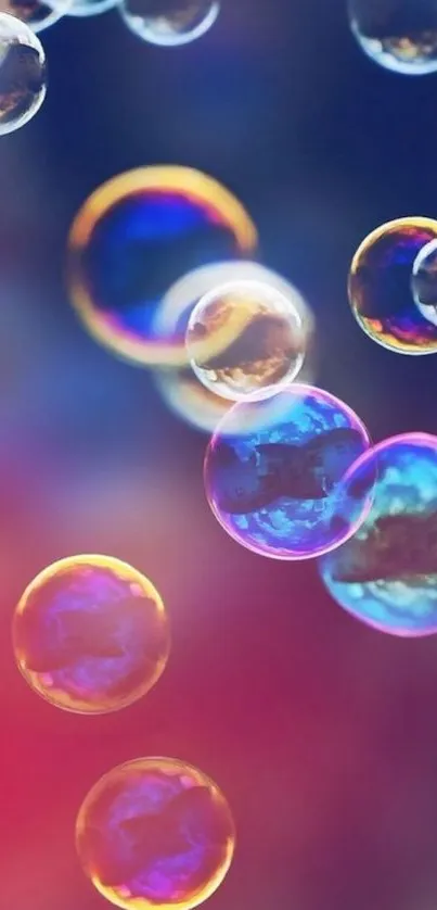 Colorful bubbles float on a vibrant background, perfect for mobile wallpaper.