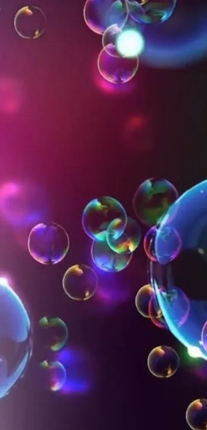 Vibrant mobile wallpaper with colorful bubbles on a dark background.