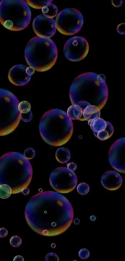 Colorful bubbles on a black background.