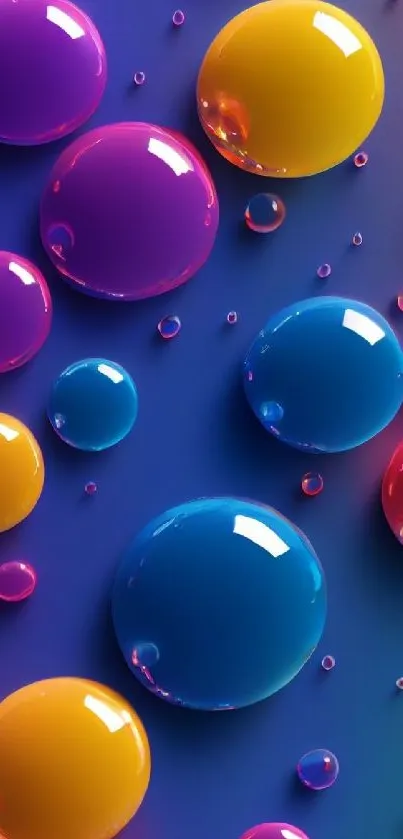 Colorful abstract bubbles art wallpaper with deep blue background.