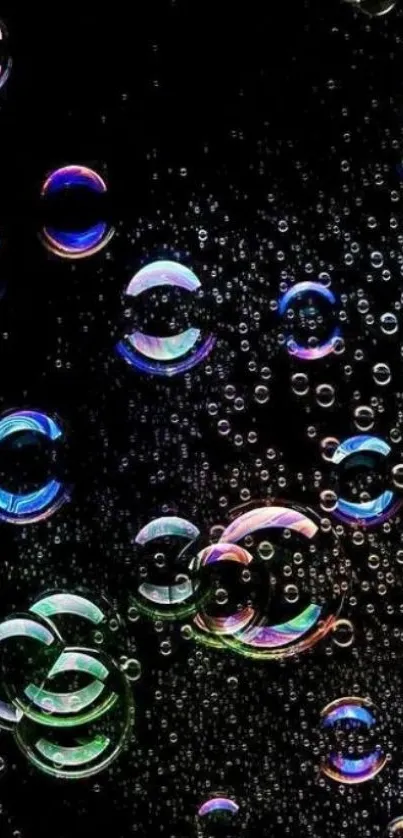 Colorful bubbles on a black background.