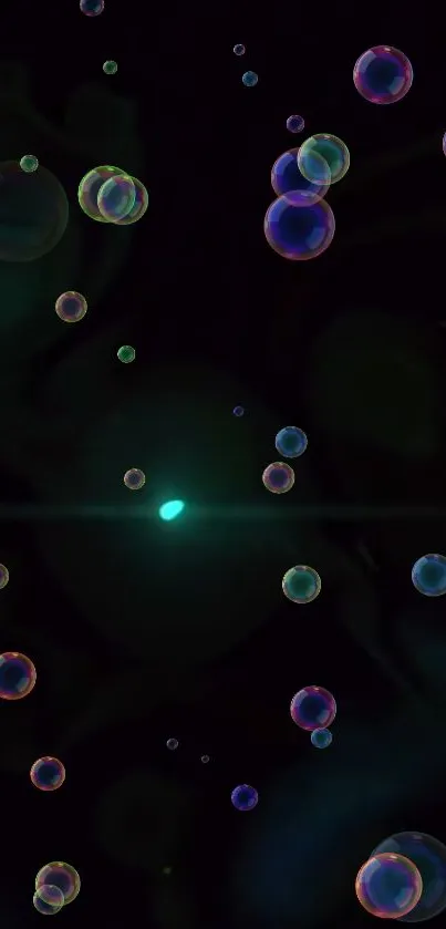 Colorful bubbles floating on a dark, cosmic background with light reflections.