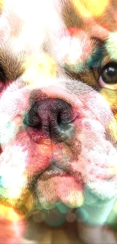 Colorful bulldog art wallpaper with abstract patterns