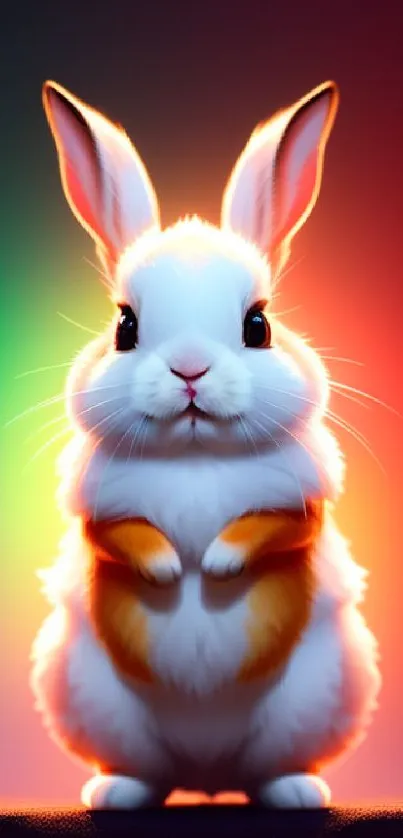 Cute bunny with neon background mobile wallpaper.