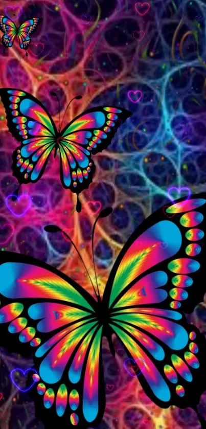 Vibrant colorful butterfly pattern art wallpaper.